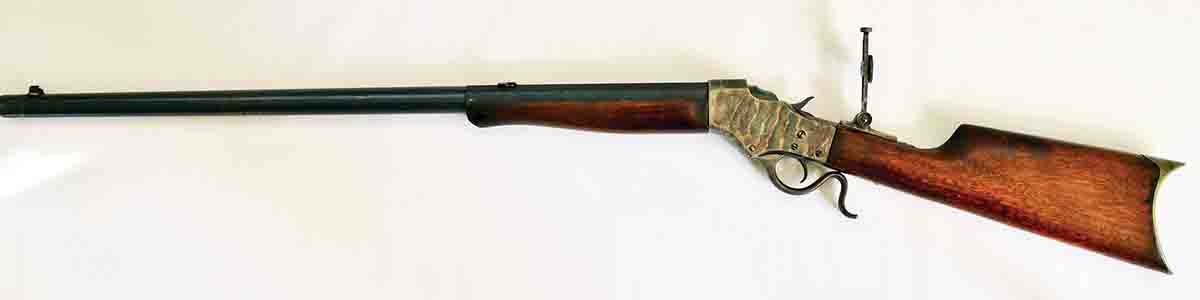 A Stevens Model 45 built on a No. 44½ action and chambered in .22-15-60. Both the chambering and crescent buttplate were special order.